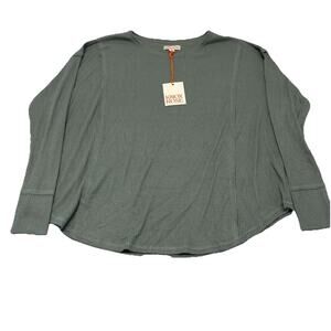 Knox Rose Shirt Women's Medium Ribbed Long-Sleeve Stretch Blouse Top